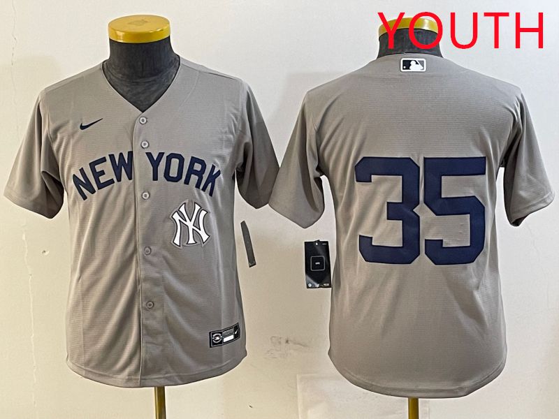 Youth New York Yankees 35 No Name Grey Game 2025 Nike MLB Jersey style 1